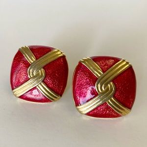 Enamel Gold Tone Earrings
